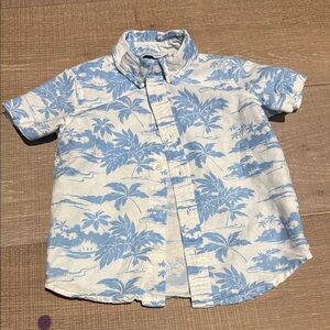 Janie and Jack Blue Palm Print Button Down Shirt